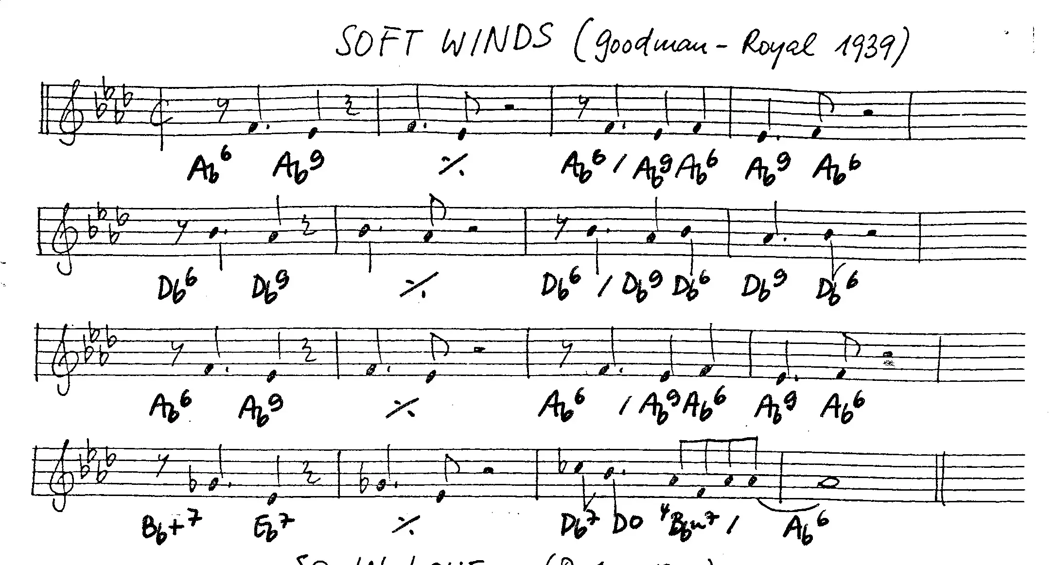 soft winds. Free Jazz Leadsheet, courtesy of The Jungle Jazz Band